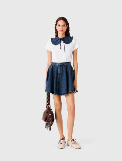 MJ T-Shirt With Denim Collar