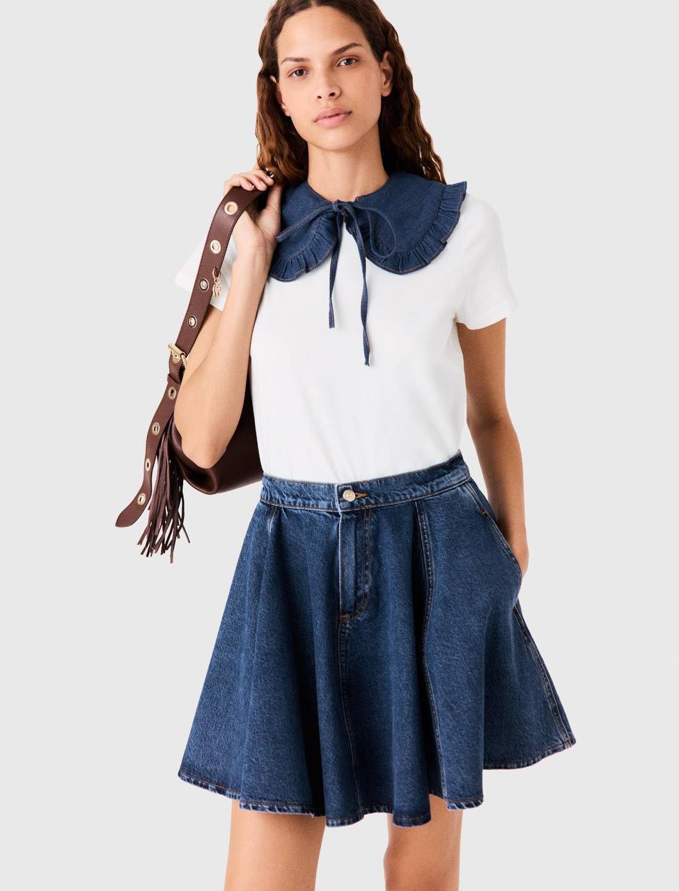 MJ T-Shirt With Denim Collar
