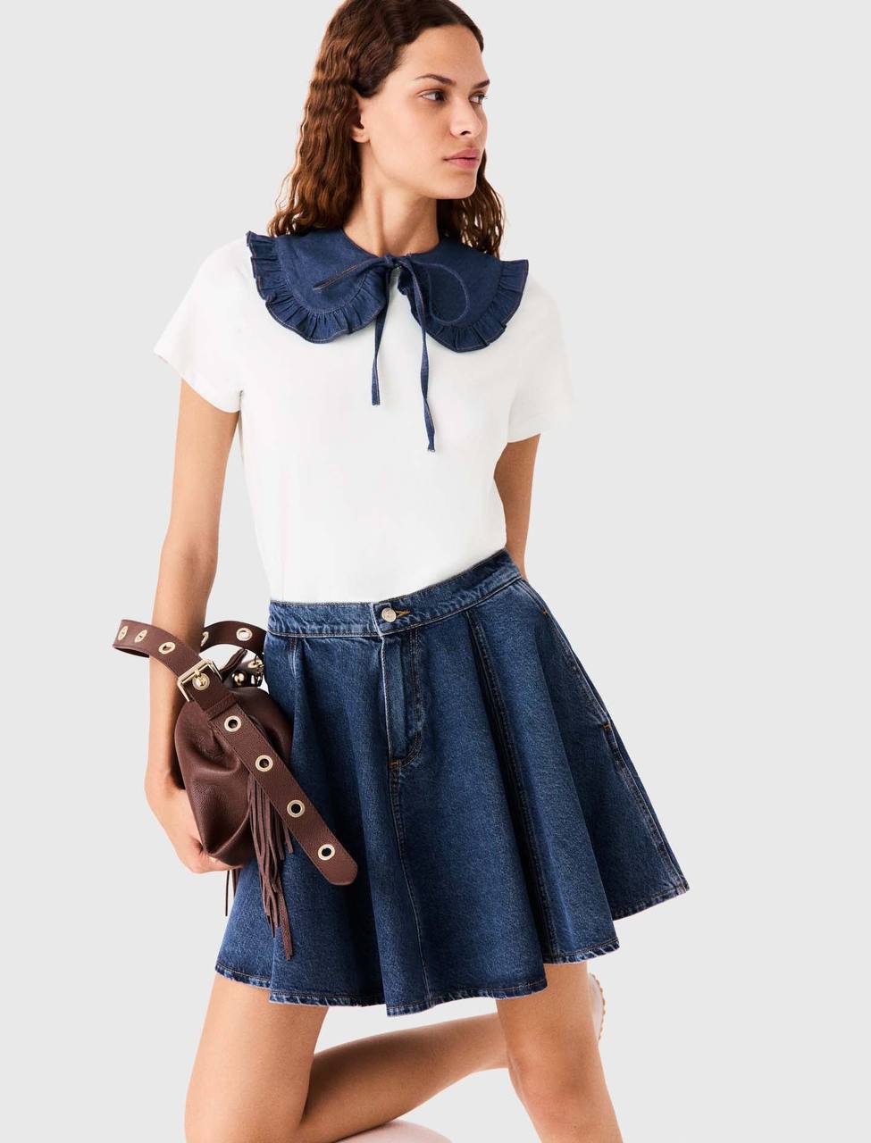 MJ T-Shirt With Denim Collar