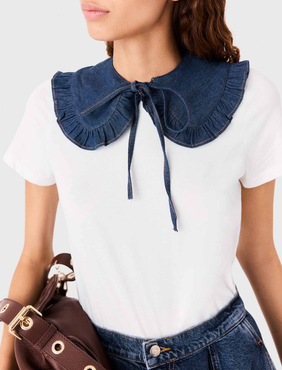 MJ T-Shirt With Denim Collar