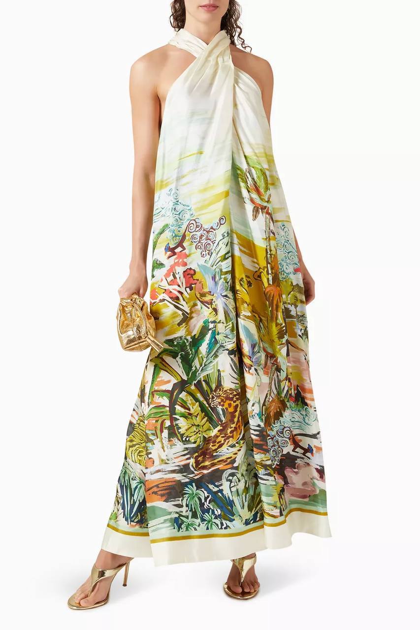 ALM Jungle Boogie Halter Dress in Silk