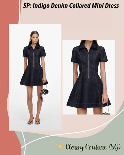 SP Indigo Denim Collared Mini Dress