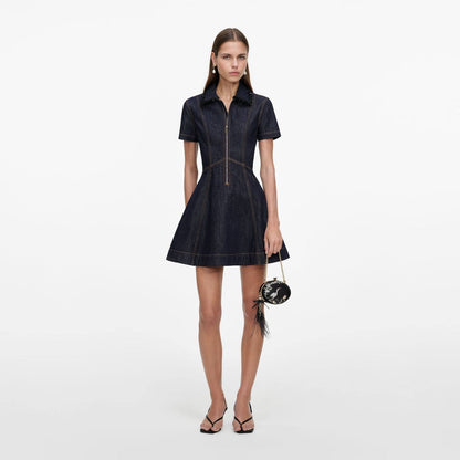 SP Indigo Denim Collared Mini Dress