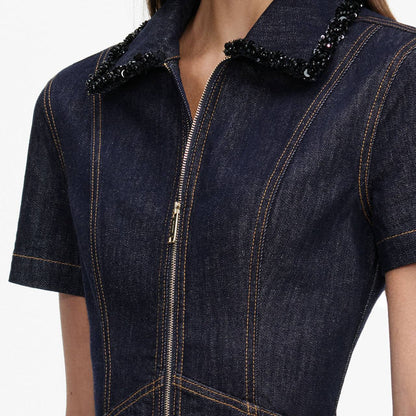 SP Indigo Denim Collared Mini Dress