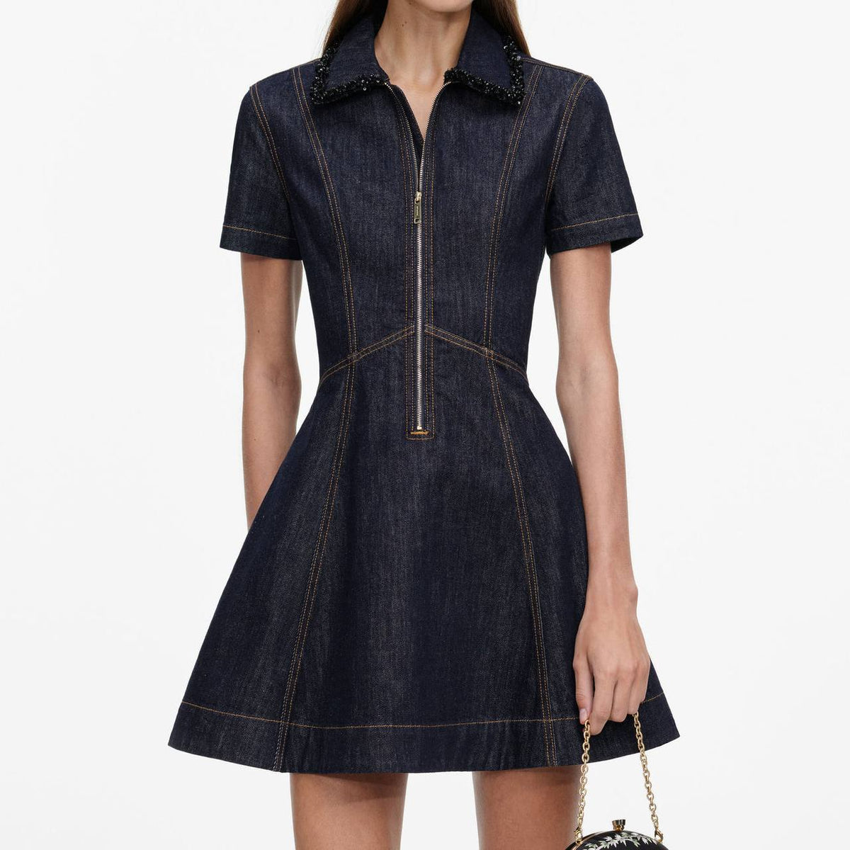 SP Indigo Denim Collared Mini Dress