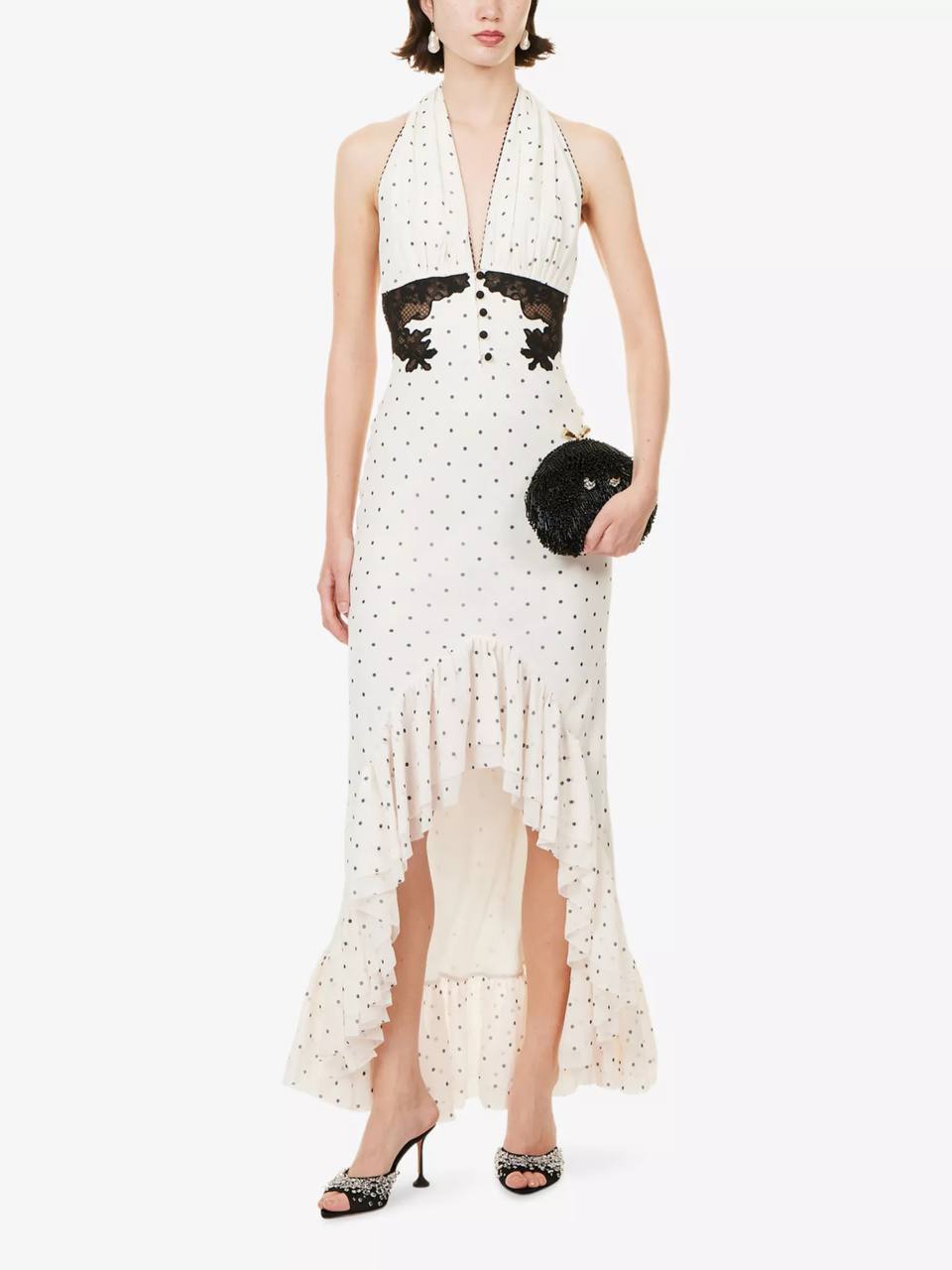 SP Polka Dot Halter Neck Midi High-Low Dress