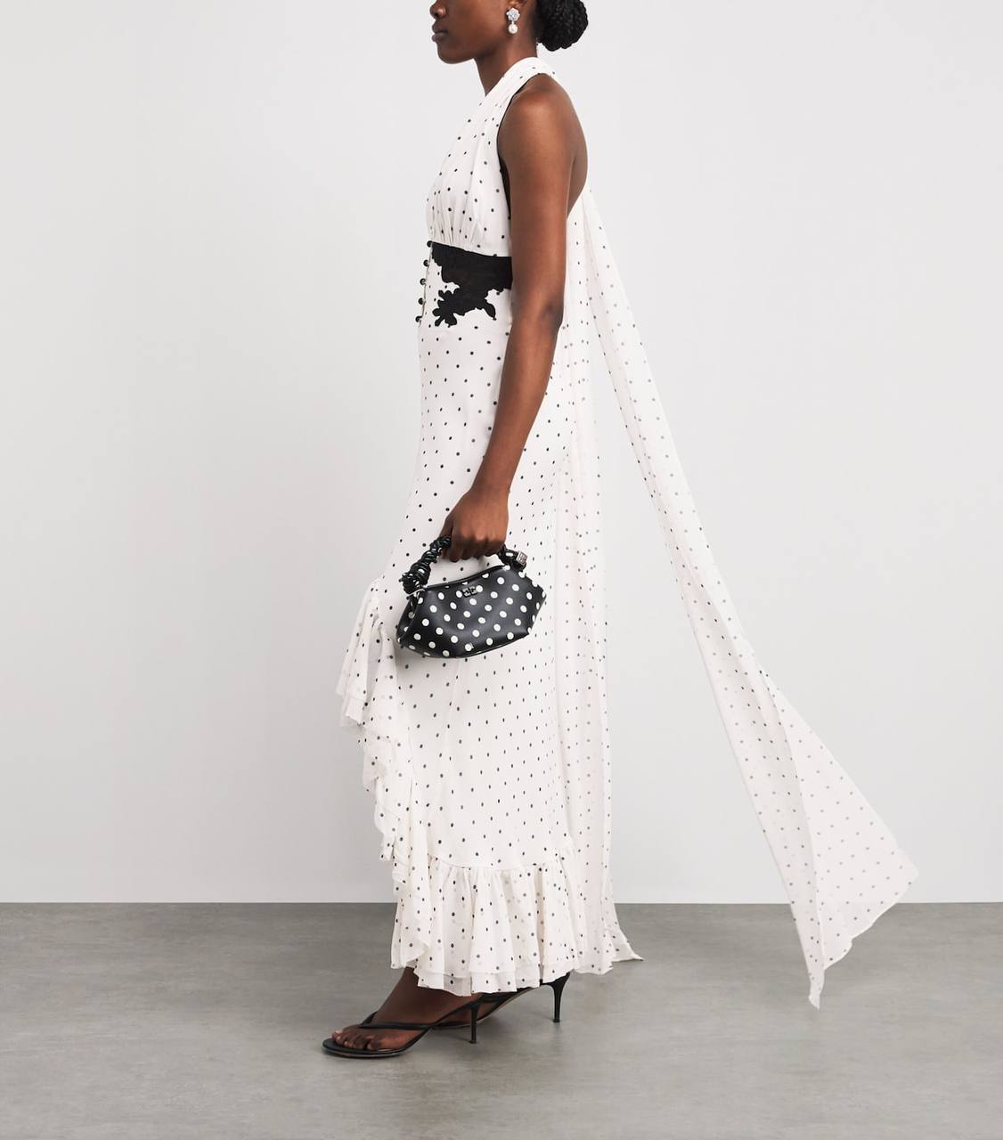 SP Polka Dot Halter Neck Midi High-Low Dress