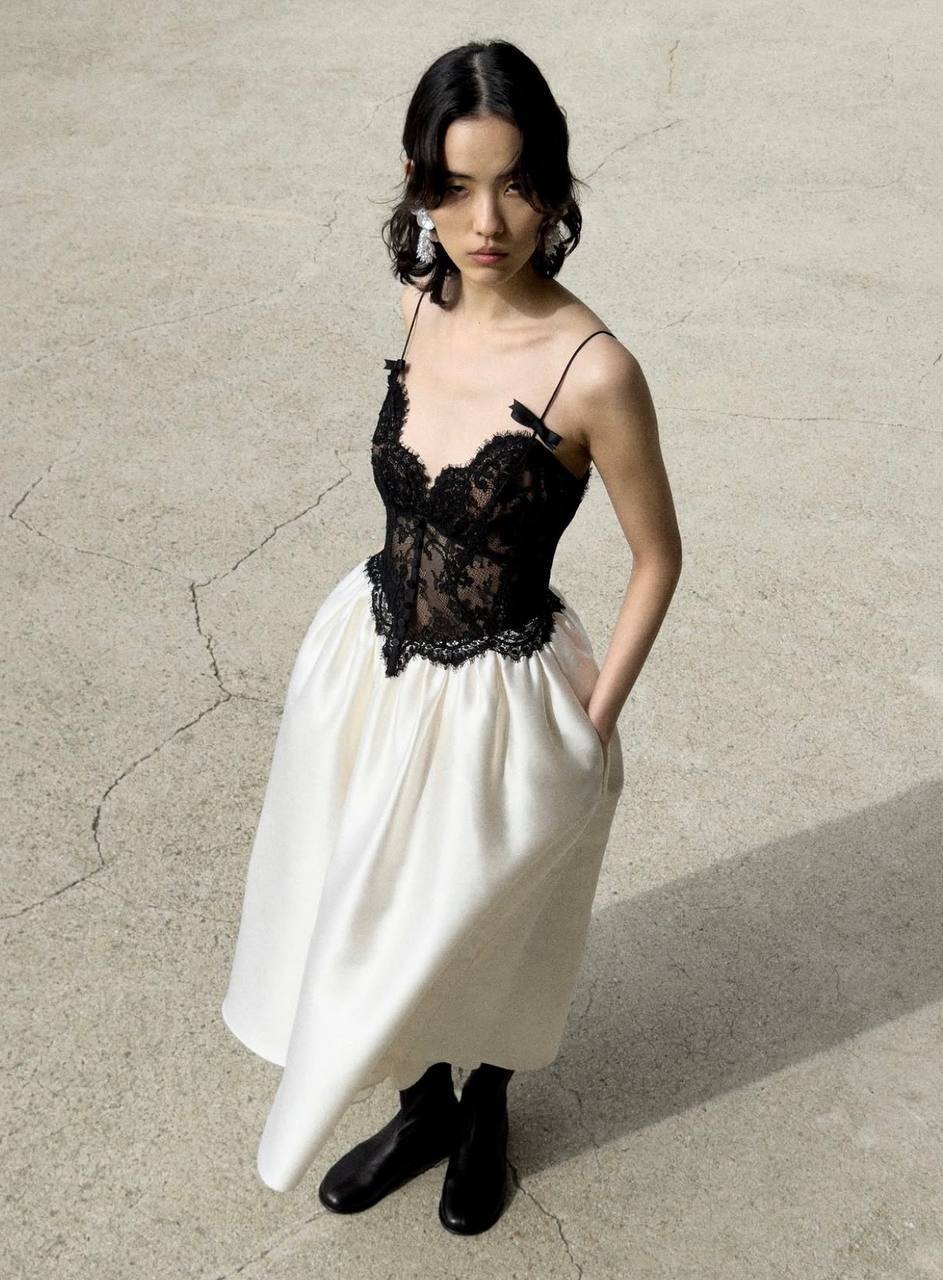 SP Taffeta and Lace Midi Dress