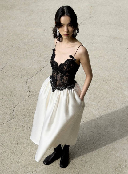 SP Taffeta and Lace Midi Dress
