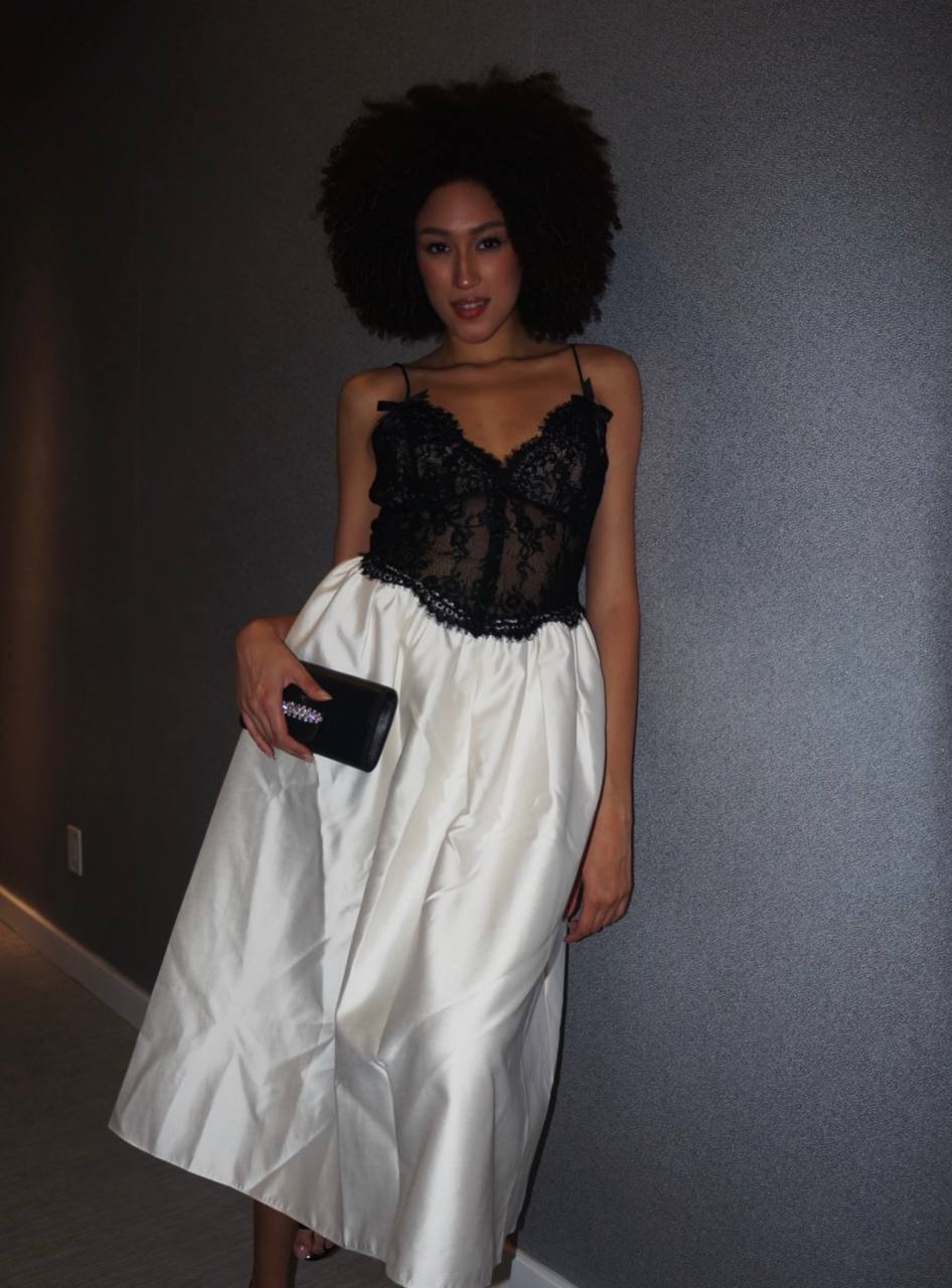 SP Taffeta and Lace Midi Dress