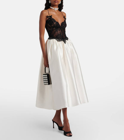 SP Taffeta and Lace Midi Dress