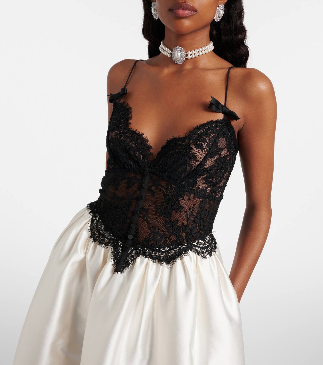 SP Taffeta and Lace Midi Dress