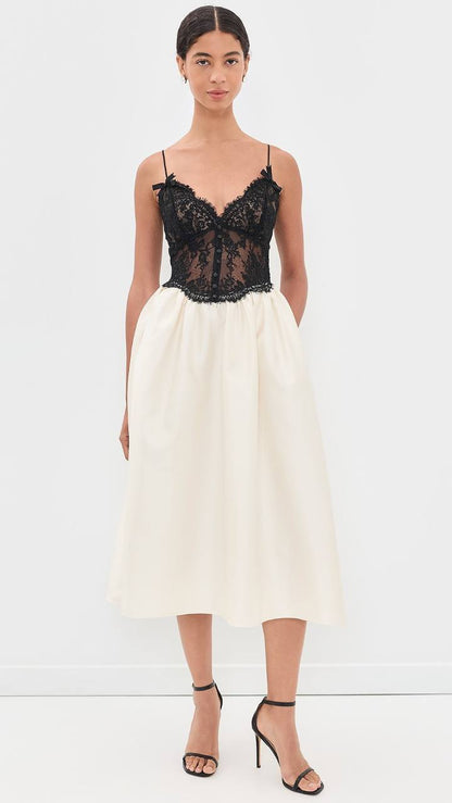 SP Taffeta and Lace Midi Dress
