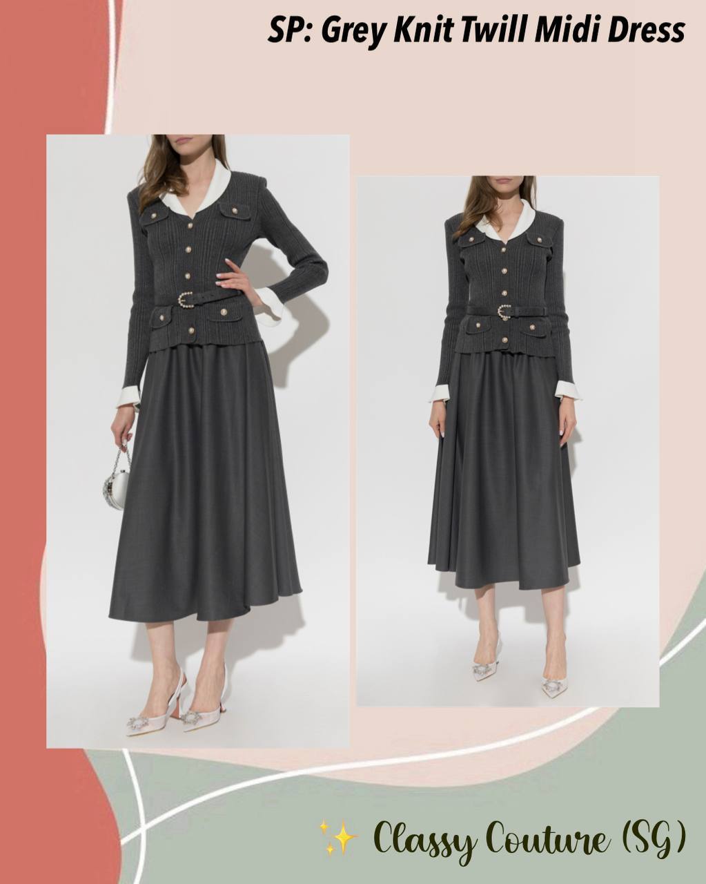 SP Grey Knit Twill Midi Dress