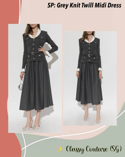 SP Grey Knit Twill Midi Dress