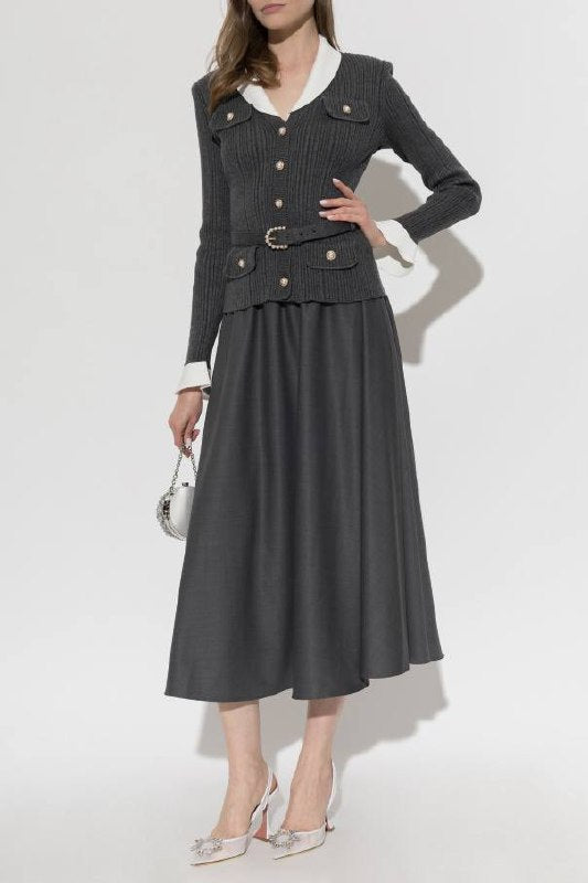 SP Grey Knit Twill Midi Dress