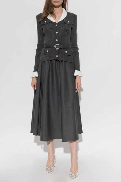 SP Grey Knit Twill Midi Dress