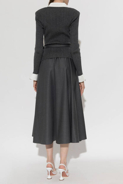 SP Grey Knit Twill Midi Dress
