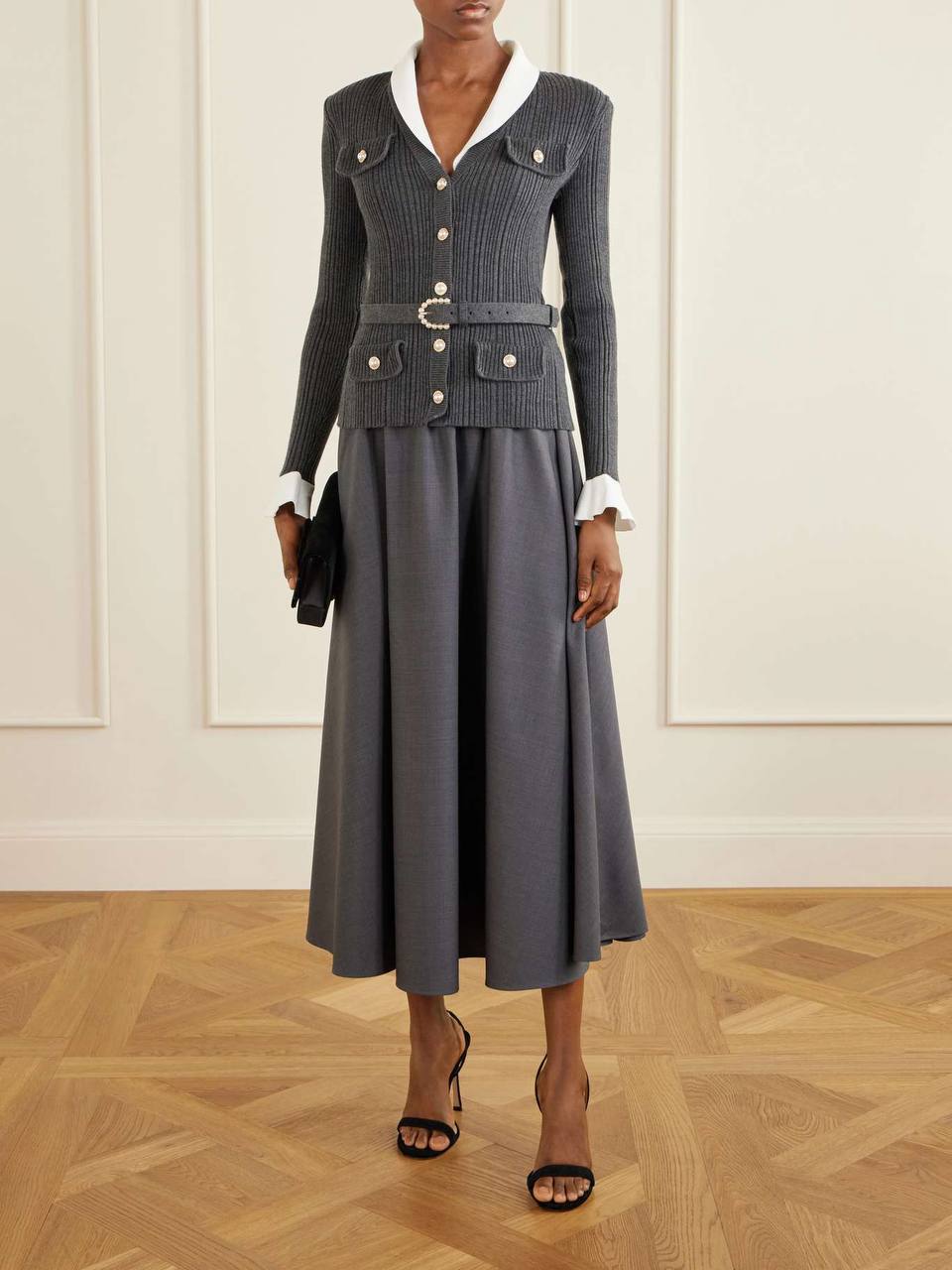 SP Grey Knit Twill Midi Dress
