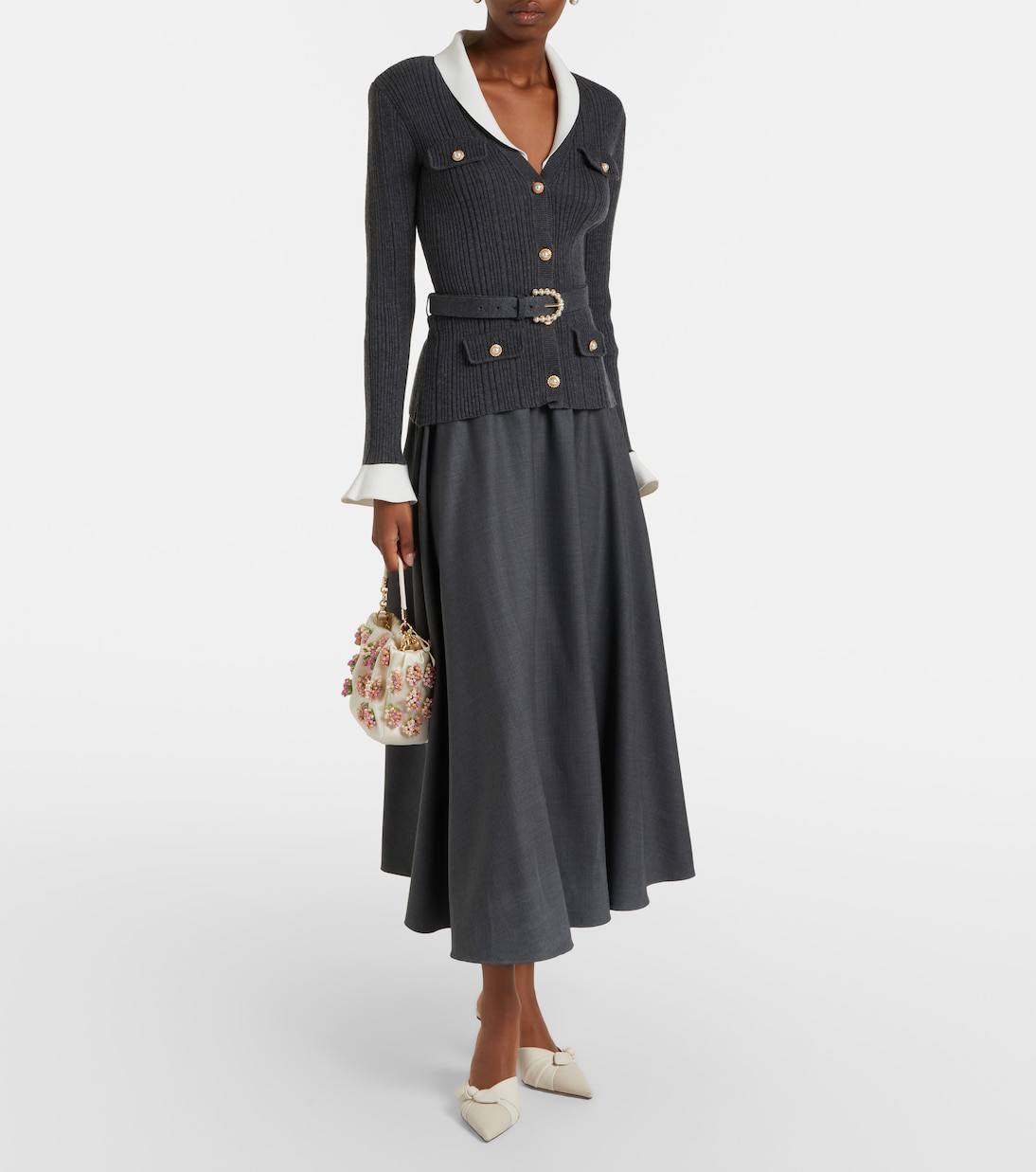 SP Grey Knit Twill Midi Dress