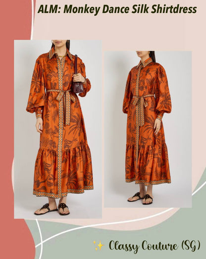 ALM Monkey Dance Silk Shirtdress