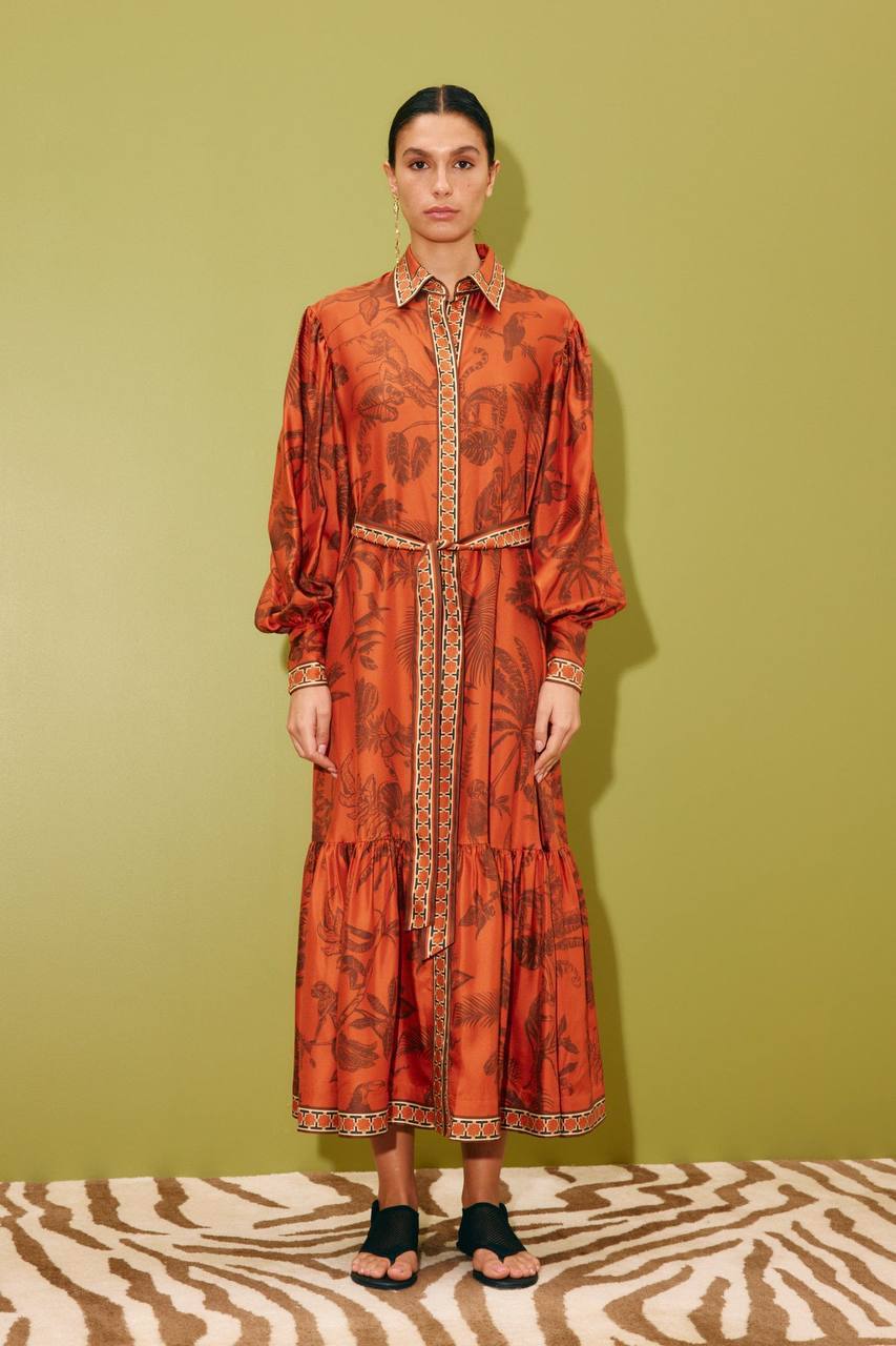 ALM Monkey Dance Silk Shirtdress