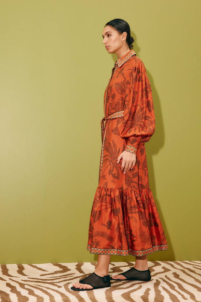 ALM Monkey Dance Silk Shirtdress