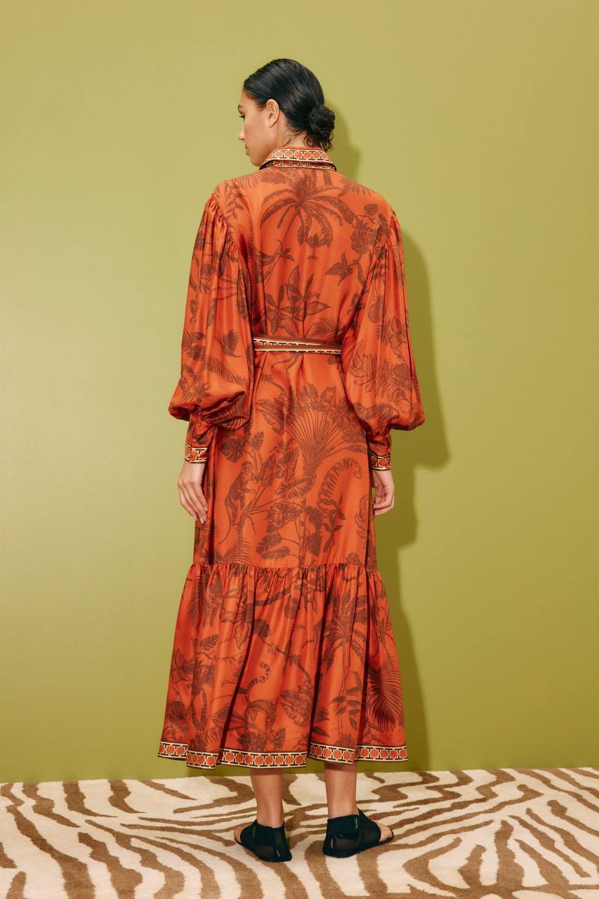 ALM Monkey Dance Silk Shirtdress