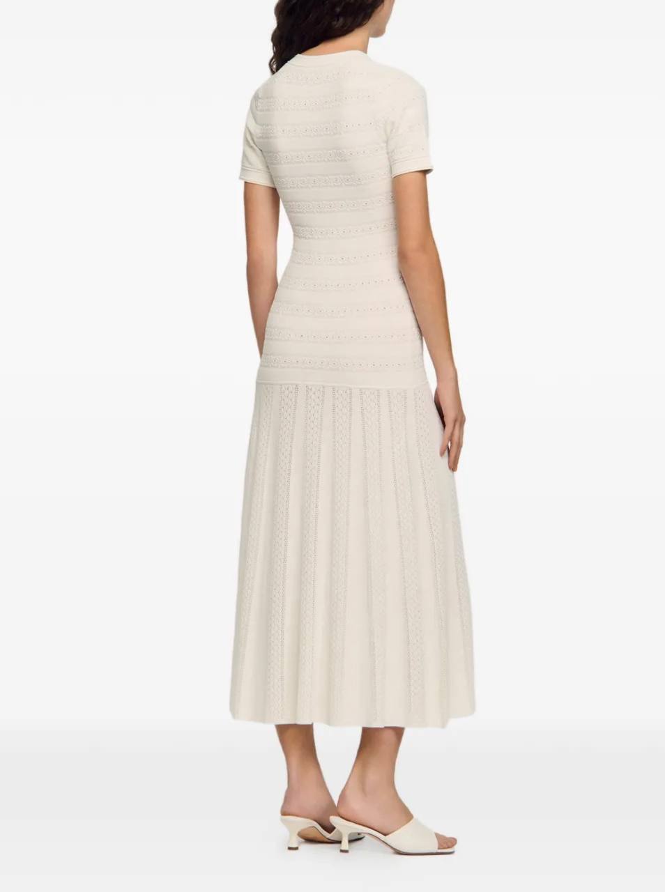 SD Milona White Short Sleeve Viscose-blend Knit Midi Dress