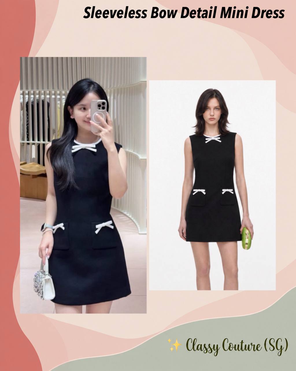 Sleeveless Bow Detail Mini Dress
