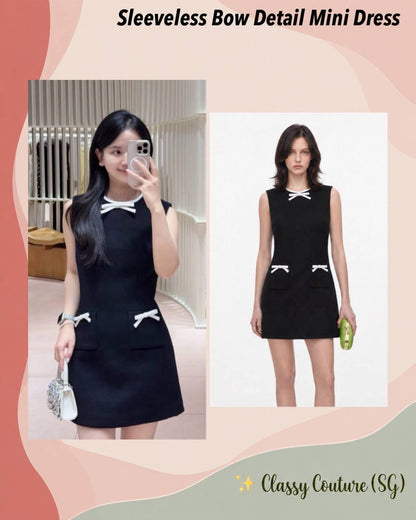 Sleeveless Bow Detail Mini Dress