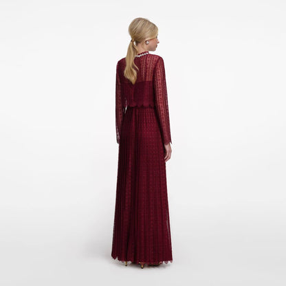 Burgundy Organiza Lace Maxi Dress