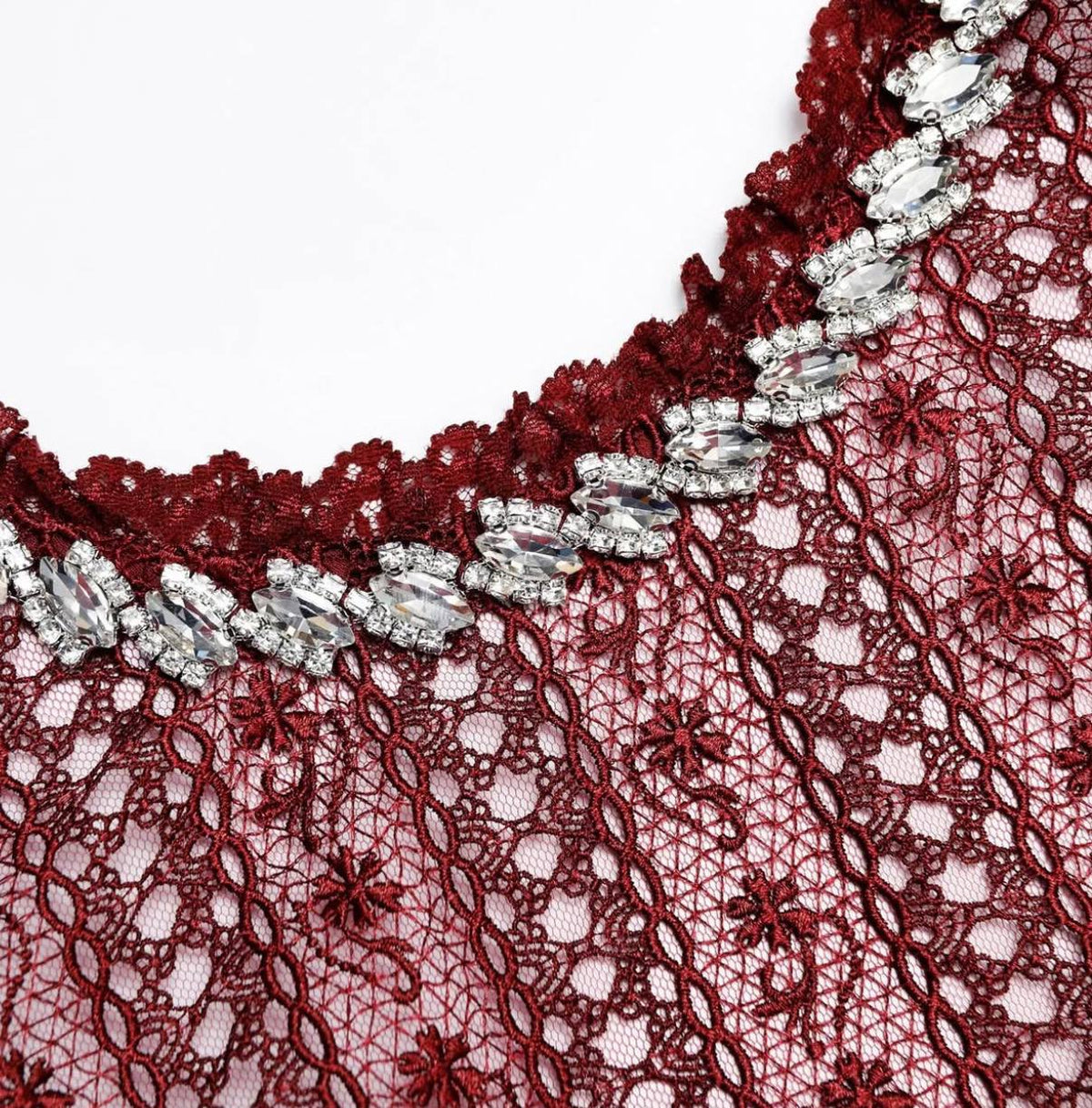 Burgundy Organiza Lace Maxi Dress