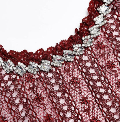 Burgundy Organiza Lace Maxi Dress