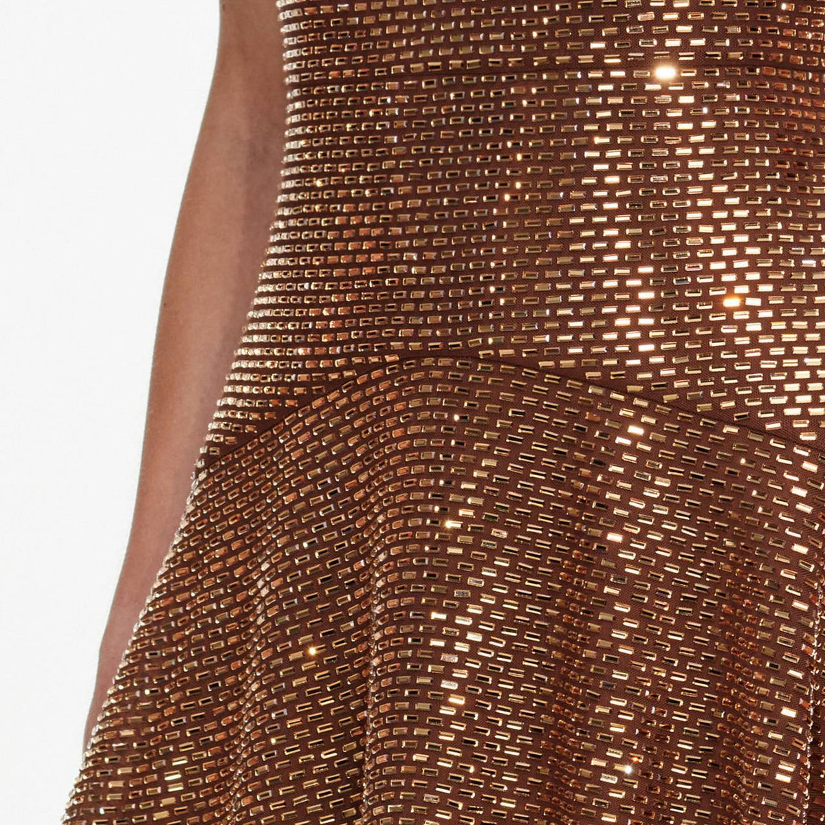 Bronze Rhinestone Mini Dress