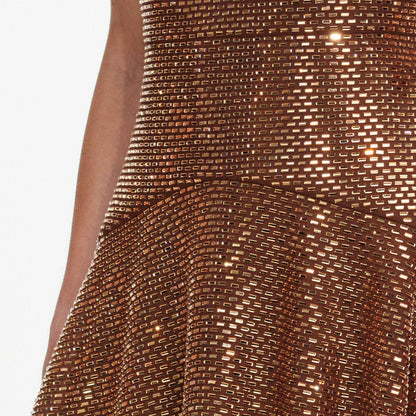 Bronze Rhinestone Mini Dress
