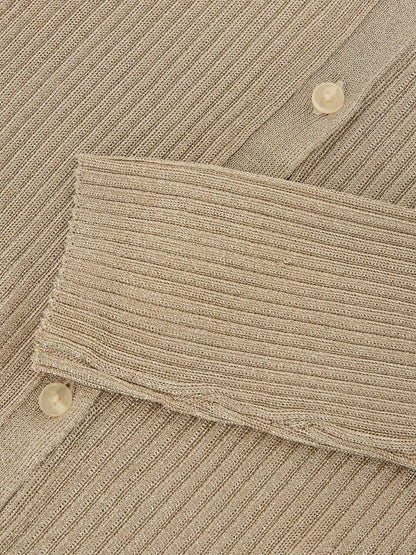 Gold Milo Metallic Rib-Knit Cardigan