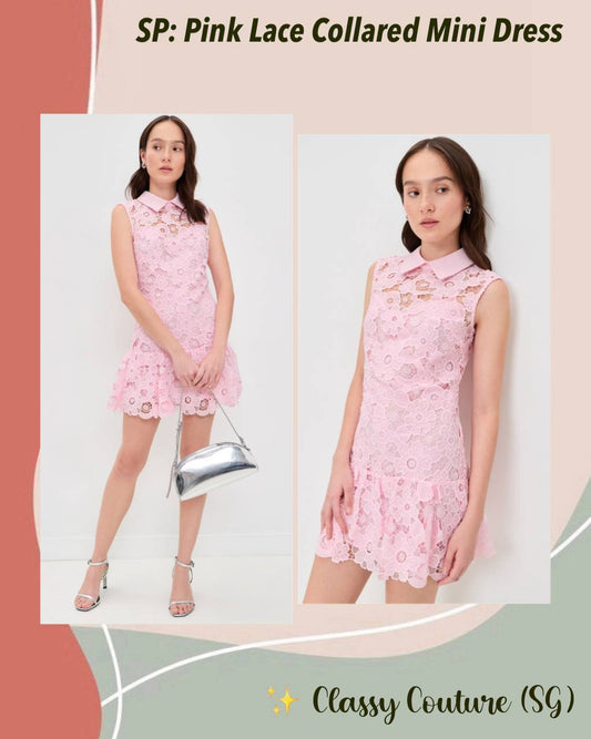 SP Pink Lace Collared Mini Dress