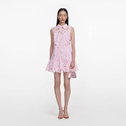 SP Pink Lace Collared Mini Dress