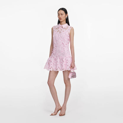 SP Pink Lace Collared Mini Dress