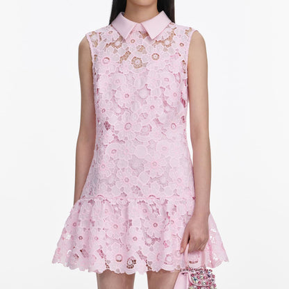 SP Pink Lace Collared Mini Dress
