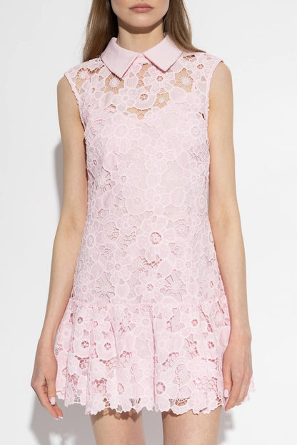 SP Pink Lace Collared Mini Dress