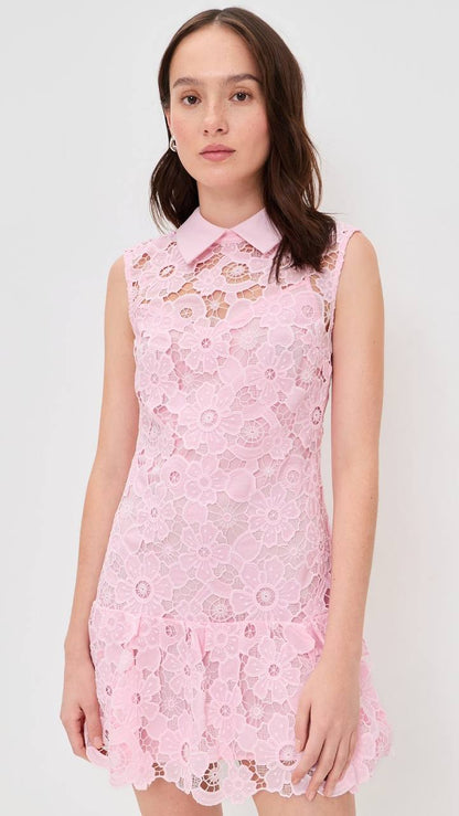SP Pink Lace Collared Mini Dress