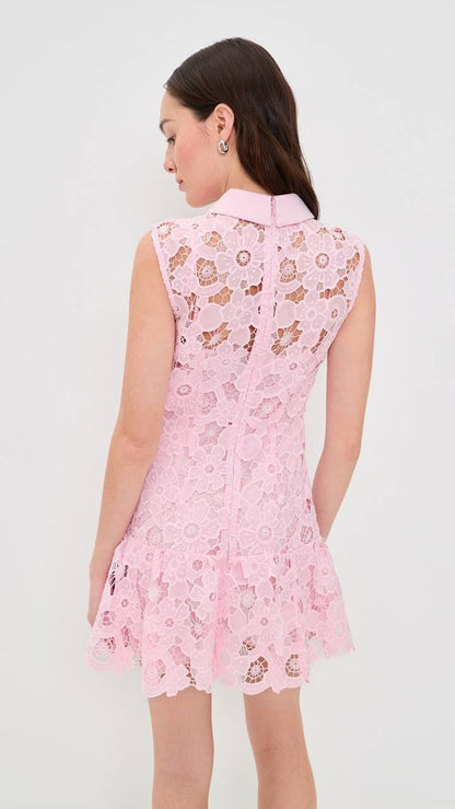 SP Pink Lace Collared Mini Dress