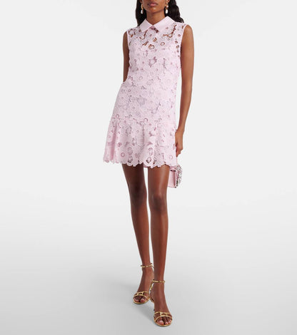 SP Pink Lace Collared Mini Dress