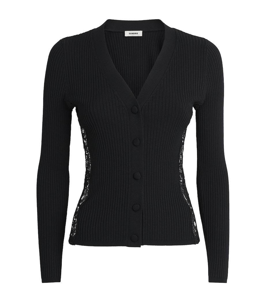 SD Black Cardigan With Lace Panel
