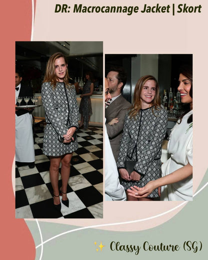 DR Macrocannage Jacket | Skort | Silk-wool blend Set (silk lined)
