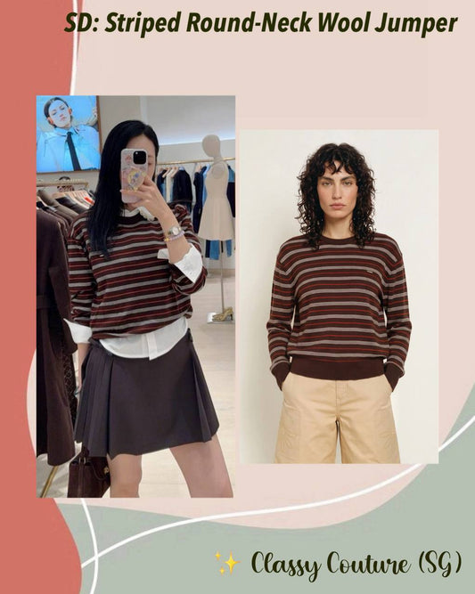 SD Striped Round-Neck Wool Jumper in Brown
