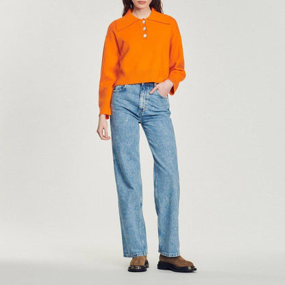 SD Cropped Sweater With Jewel Buttons