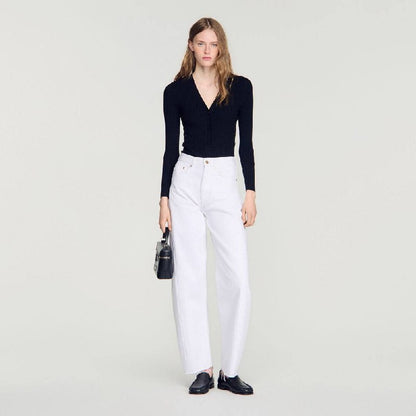 SD Black Cardigan With Lace Panel